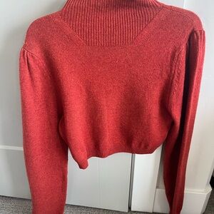 marissa webb woll blend sweater large Cropped Red Mock Neck Women's Sweater